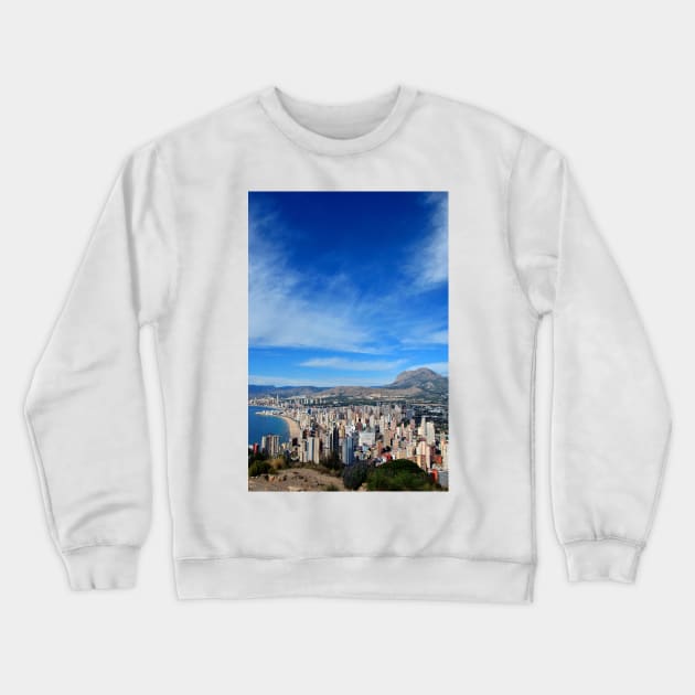 Benidorm Skyline Cityscape Costa Blanca Spain Crewneck Sweatshirt by AndyEvansPhotos